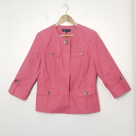 Jones New York Jackets & Blazers - Jones New York | Pink Linen Blend Blazer Jacket 12